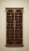 Walnut Display Cabinet with Smoked Glass