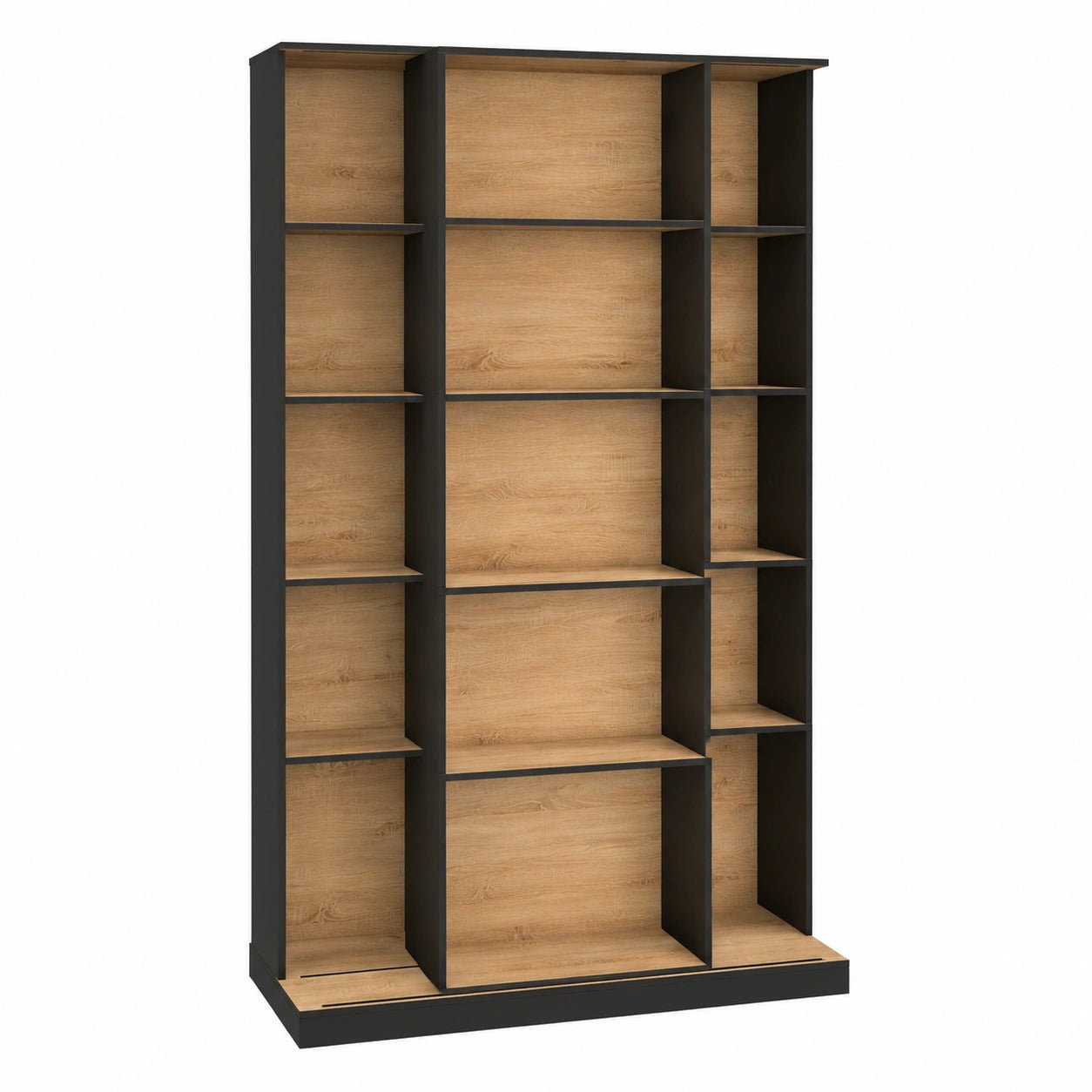 bibliotheque-coulissante-5-niveaux-avec-niches-en-bois-et-noir-hwvhp11064ap